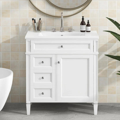 36" Bathroom Vanity with Single Sink Combo, Modern Undermount Bathroom Sink Cabinet with 2 Drawers and a Tip-Out Drawer