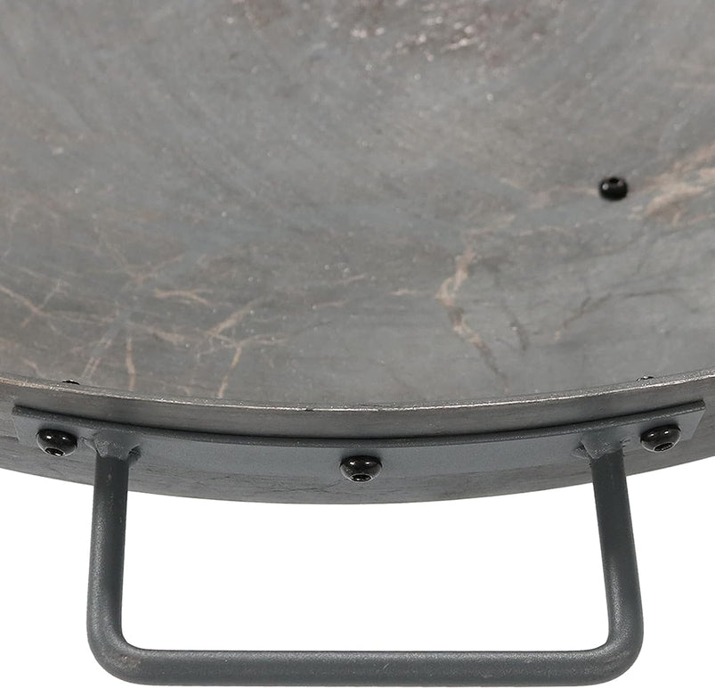 34-Inch Rustic Cast Iron Outdoor Raised Fire Pit Bowl with Handles, Oxidized Finish
