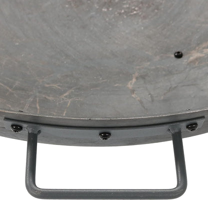 34-Inch Rustic Cast Iron Outdoor Raised Fire Pit Bowl with Handles, Oxidized Finish