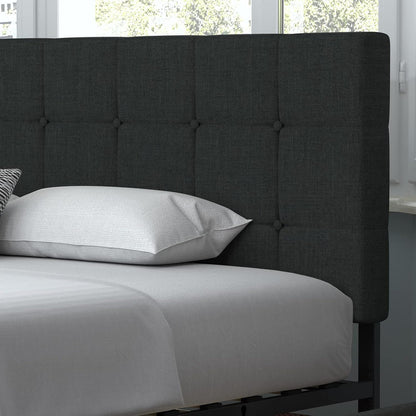 Allewie Upholstered Queen Size Platform Bed Frame with 4 Storage Drawers and Headboard, Square Stitched Button Tufted