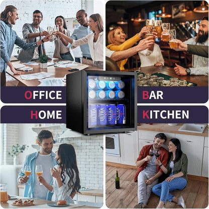 Beverage Refrigerator Cooler, 126 CAN Mini Fridge with Glass Door for Soda Beer or Wine, Beverage Cooler for Home, Office