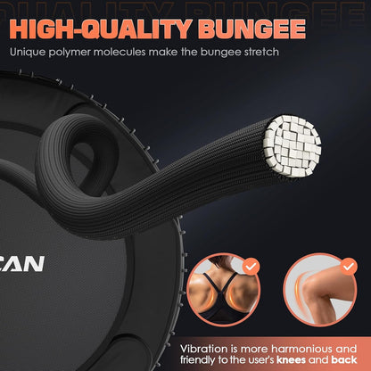 Bcan 450/550 Lbs Foldable Mini Trampoline, 40"/48" Fitness Trampoline with Bungees, U Shape Adjustable Foam Handle