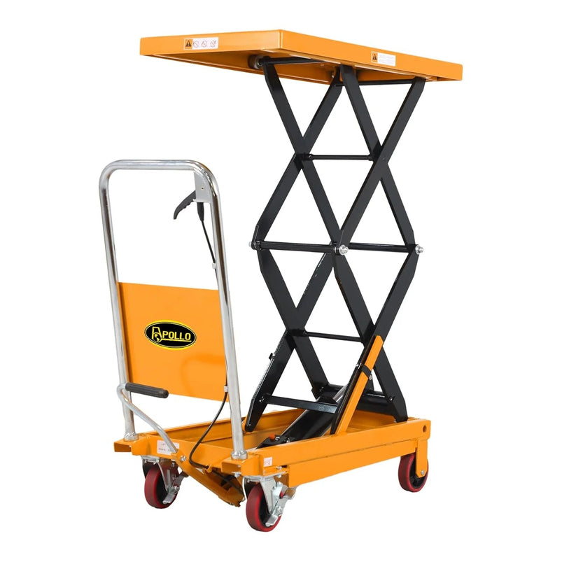 Apollolift Hydraulic Lift Table Cart, 770 Lbs Capacity, 51" MAX Height, Double Scissor Lift with Safety Guard and 4 Wheels