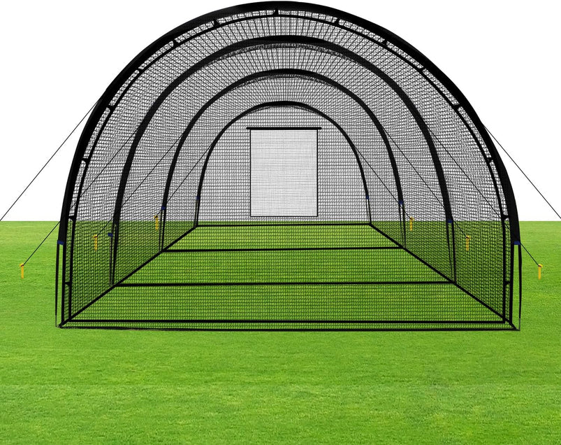 Baseball Batting Cage Net Batting Cages for Backyard Portable Baseball and Softball Batting Cages with Pitching Machine Hole and Detachable Door for