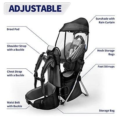 Besrey Child Carrier Lightweight Child Toddler Kids Carrier Backpack for Camping Hiking Grey