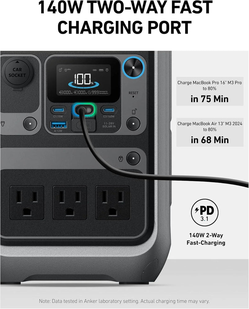 Anker Solar Generator Solix C300 with 60W Solar Panel, 288Wh Portable Power Station, 300W 600W Surge, LiFePO4 Battery, 140W Two-Way Fast Charging