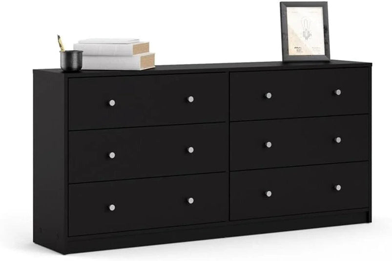 3-Pc Scandinavian Design Engineered Wood Bedroom Furniture Set with 3-Drawer Chest and 6-Drawer Double Dresser and 1-Drawer Nightstand