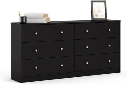 3-Pc Scandinavian Design Engineered Wood Bedroom Furniture Set with 3-Drawer Chest and 6-Drawer Double Dresser and 1-Drawer Nightstand