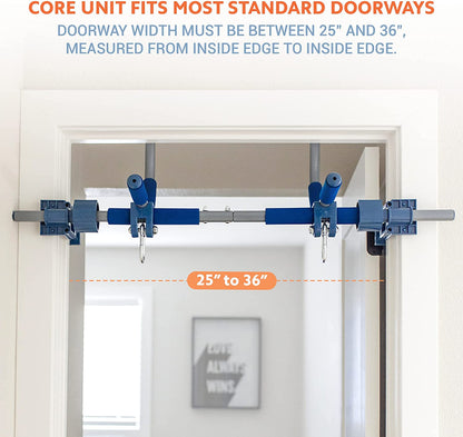 6 Piece Indoor Doorway Gym Set for Kids, Indoor Swing for Kids Includes Kids Swing Chair, Rings, Hanging Trapeze, Ladder, Swinging Rope and Pullup Bar