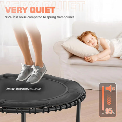 Bcan 450/550 Lbs Foldable Mini Trampoline, 40"/48" Fitness Trampoline with Bungees, U Shape Adjustable Foam Handle