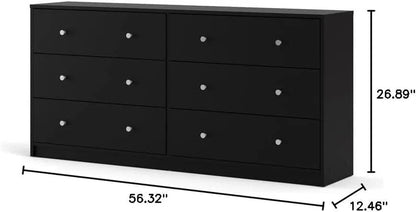 3-Pc Scandinavian Design Engineered Wood Bedroom Furniture Set with 3-Drawer Chest and 6-Drawer Double Dresser and 1-Drawer Nightstand