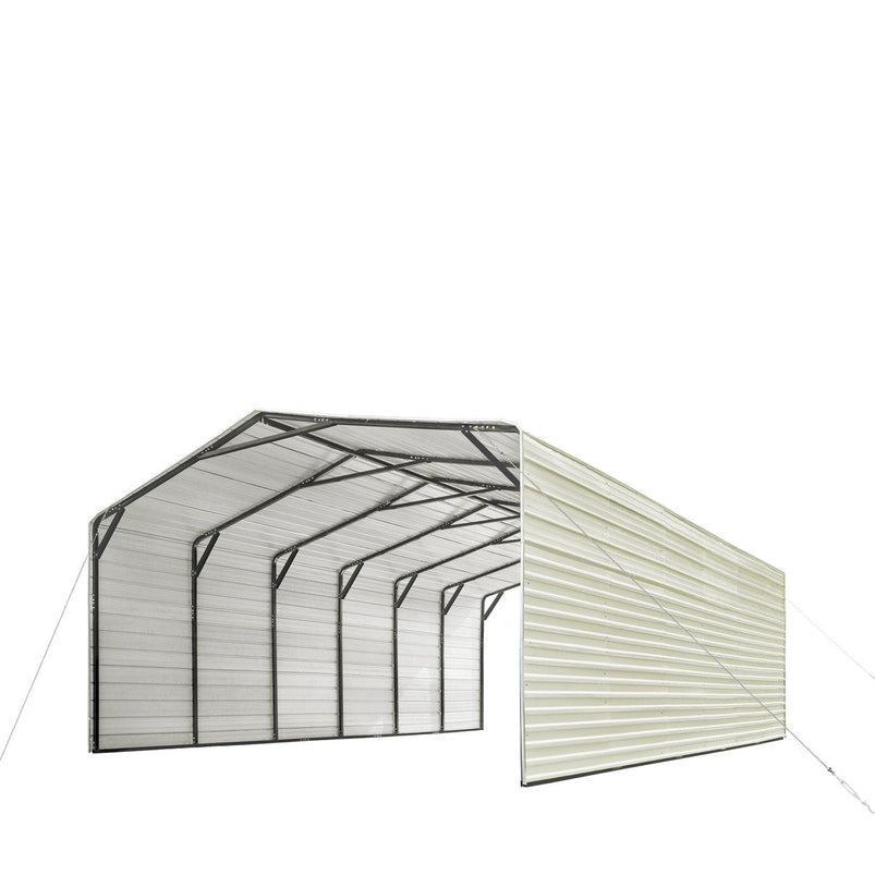 CP2030F 20' x 30' All-Steel Carport Shed with 10' Enclosed Sidewalls, 2025