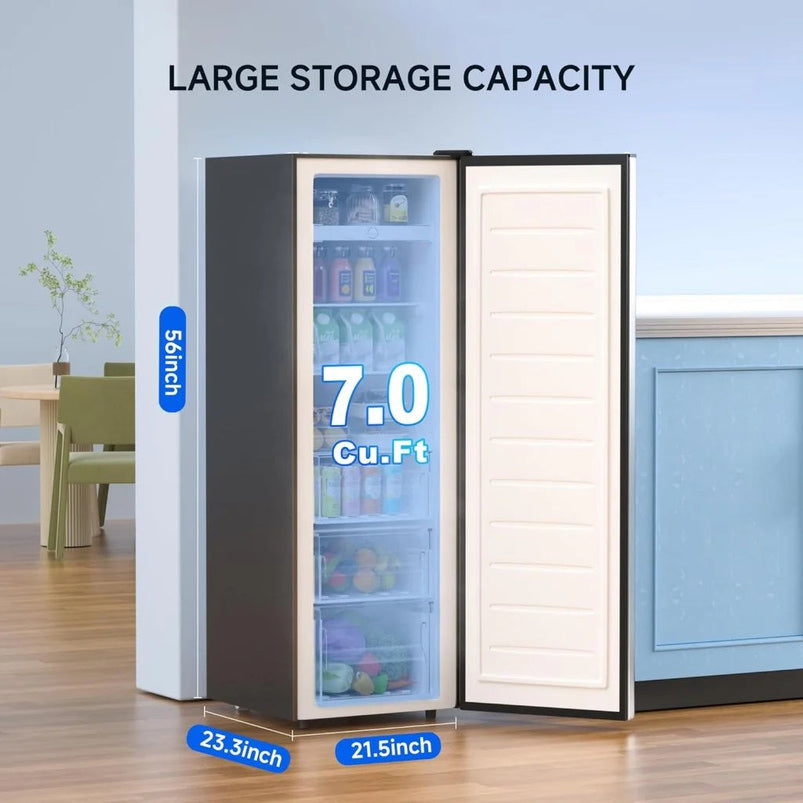 Bangson Upright Freezer, 7.0 Cu. Ft. Stand up Freezer, Convertible Upright Freezer/Refrigerator, Single Door for Kitchen, Garage, Office, Apartment