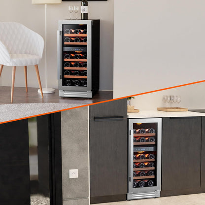 24 in Wine Cooler Refrigerator, 46 Bottle Wine Fridge Dual Zone with Modern Touch Intelligent Digital 40 Degree -65 Degree F Low Noise
