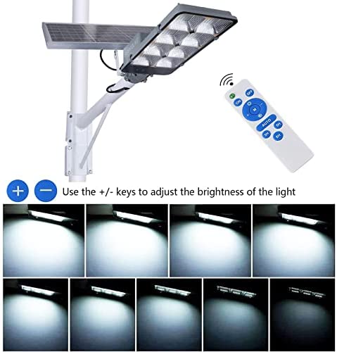 450W Solar Street Flood Lights Outdoor Lamp with Remote Control Dusk to Dawn Security Lighting for Yard Garden Gutter Basketball Court Arena Lawn Lm