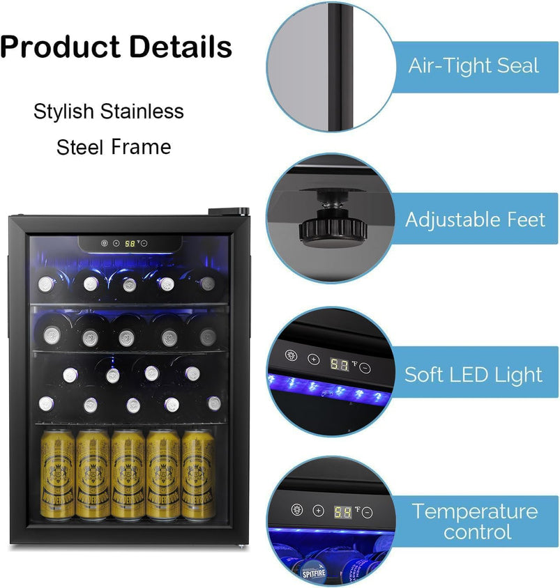 Antarctic Star 36 Bottle Wine Cooler/Cabinet Beverage Refrigerator Small Mini Wine Cellar Beer Soda Bar Fridge Quiet Operation Compressor Adjust