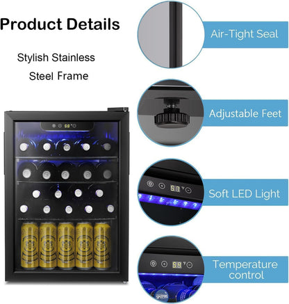 Antarctic Star 36 Bottle Wine Cooler/Cabinet Beverage Refrigerator Small Mini Wine Cellar Beer Soda Bar Fridge Quiet Operation Compressor Adjust
