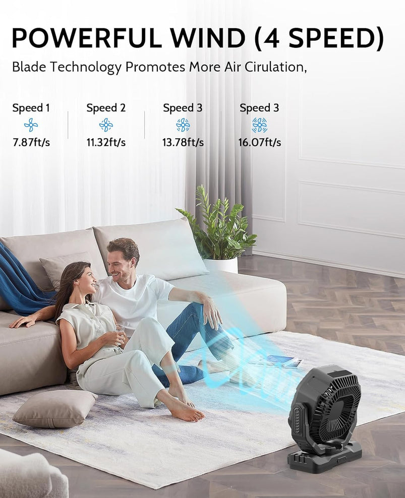 40, 000mAh Battery Operated Fan, 13" Remote Camping Fan with LED Auto-Oscillating Rechargeable Fan Powerful Portable Desk Fan for Home, Camping, RV