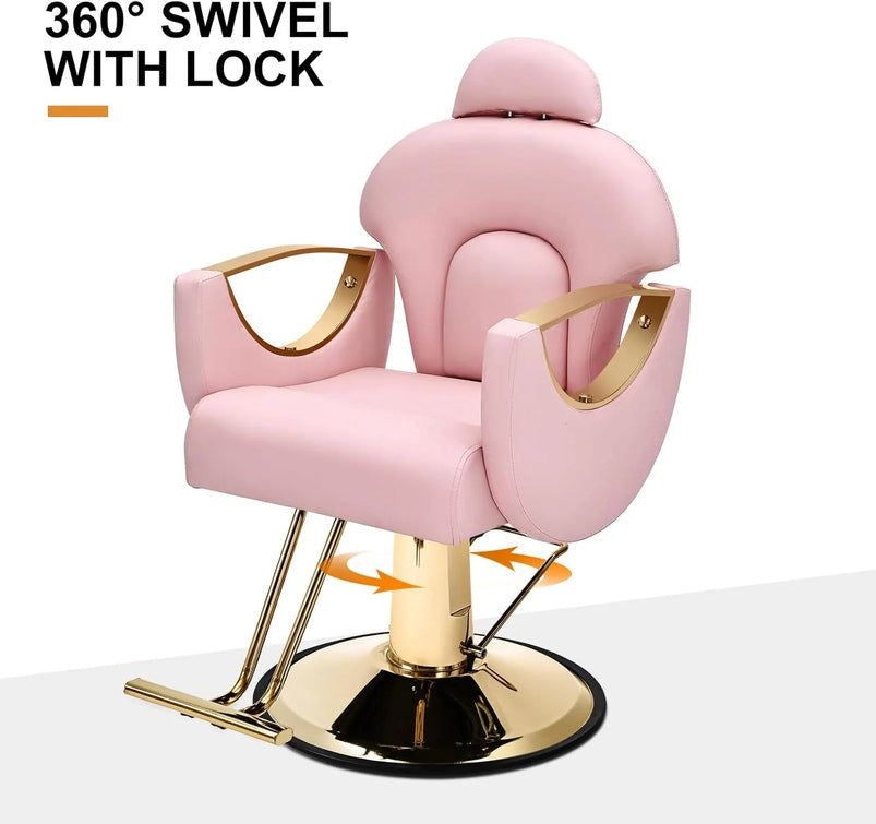 Artist Hand Salon Chair Reclining Barber Chair Oversized Hydraulic Pump Heavy Duty Hair Salon Chair 360 Degree Swivel Hair Chair for Hair Stylist