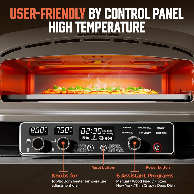 Big Horn 14" Electric Pizza Oven, Countertop, Stainless Steel