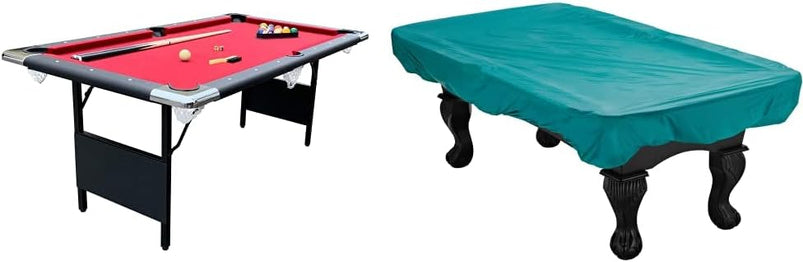 6 Ft Portable Pool Table, Adults Folding Billiards Tables for Game Room with Easy Foldable Storage, Includes Full Set of Billiard Balls, Cues